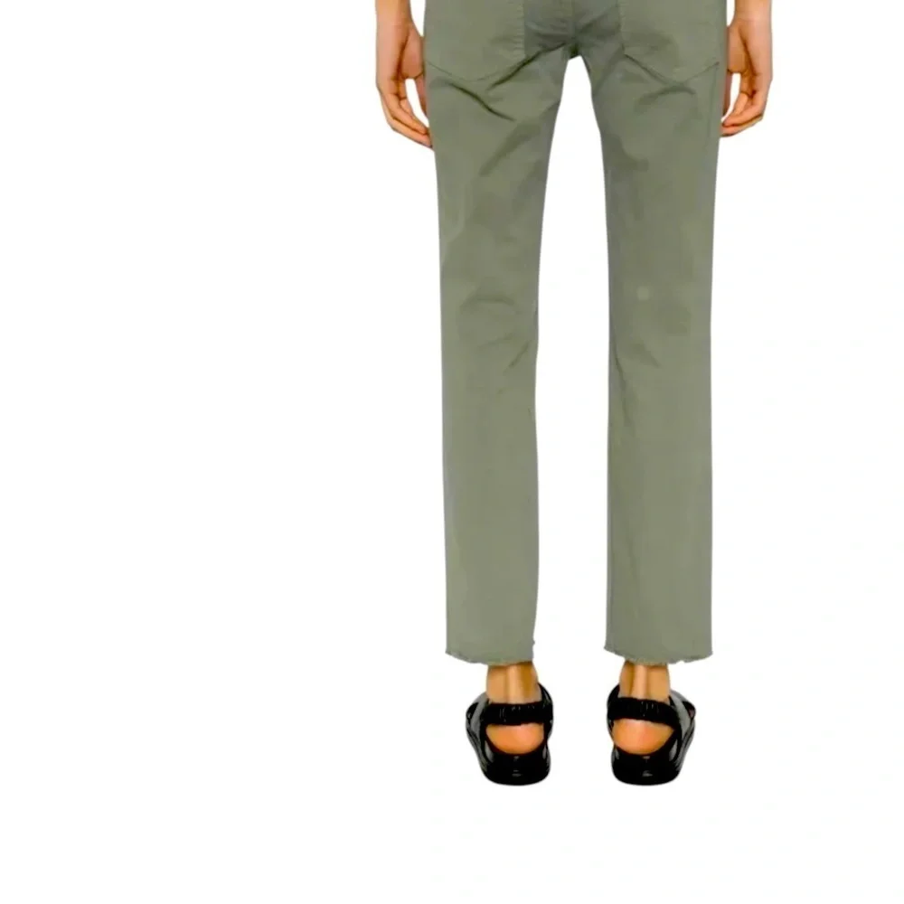 NiLi Lotan Raw Hem‎ Crop Cotton Stretch Twill Pant in Green